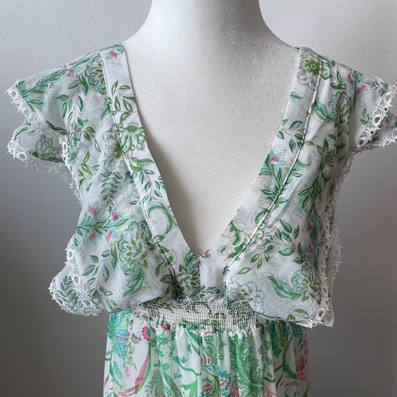 NWOT House Of Harlow 1960 Deep V Floral Print Flowy Boho Maxi Dress Size S - Picture 6 of 14